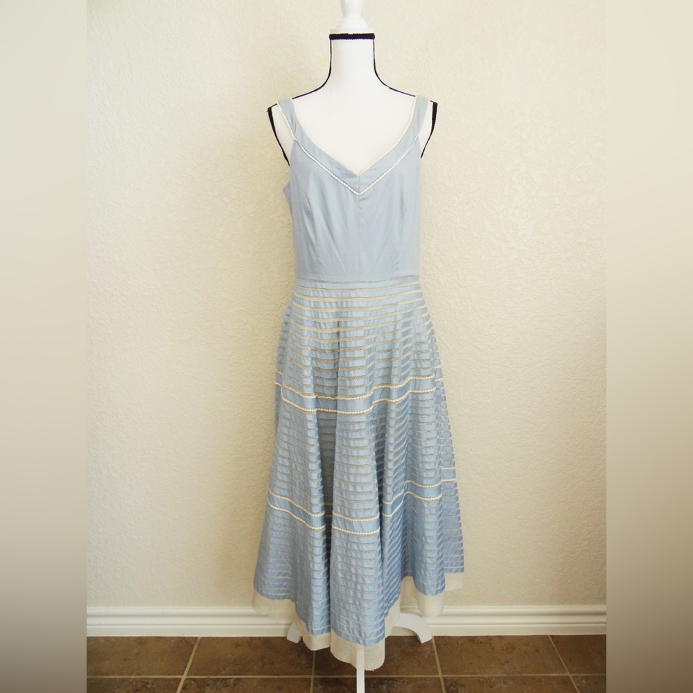 Luisa Beccaria Blue Sleeveless Dress US XL IT 46